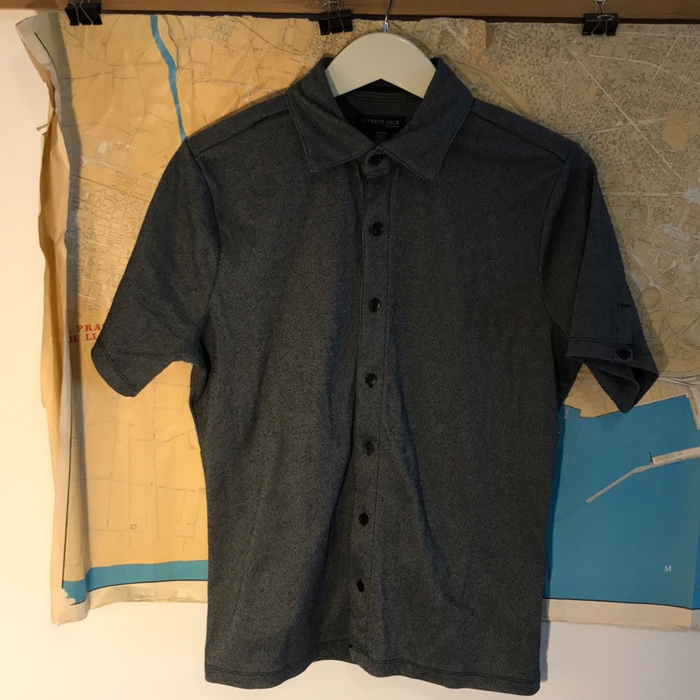 Kenneth Cole Short Sleeve Button-up Polo